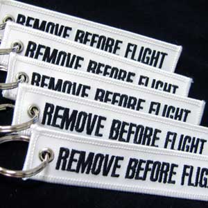 Remove Before Flight Keychain - White 5pcs