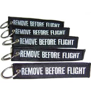Remove Before Flight Keychain - Black 5pcs