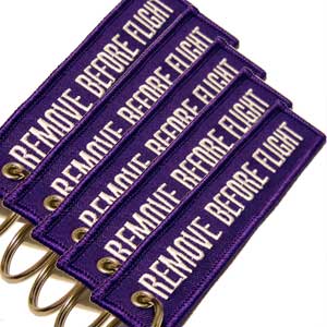 Remove Before Flight Keychain - Purple - 5pcs