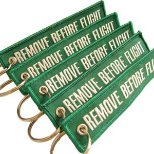 Remove Before Flight Keychain - Green - 5pcs