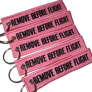 Remove Before Flight Keychain - Pink - 5pcs