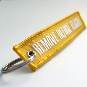 Remove Before Flight Keychain - Yellow/White