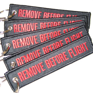 Remove Before Flight Keychain - Black/Red - 5pcs
