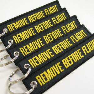 Remove Before Flight Keychain - Black/Yellow - 5pcs