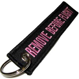 Remove Before Flight - Keychain - Black/Pink