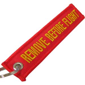 Remove Before Flight Keychain - Red/Yellow