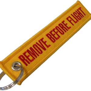 Remove Before Flight Keychain - Yellow/Red
