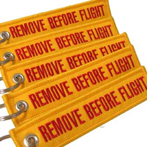 Remove Before Flight Keychain - Yellow/Red - 5pcs