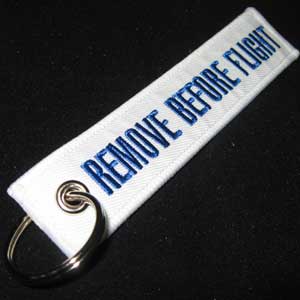 Remove Before Flight Keychain - White/Blue