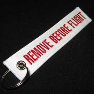Remove Before Flight Keychain - White/Red