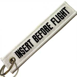 Insert Before Flight Keychain - White