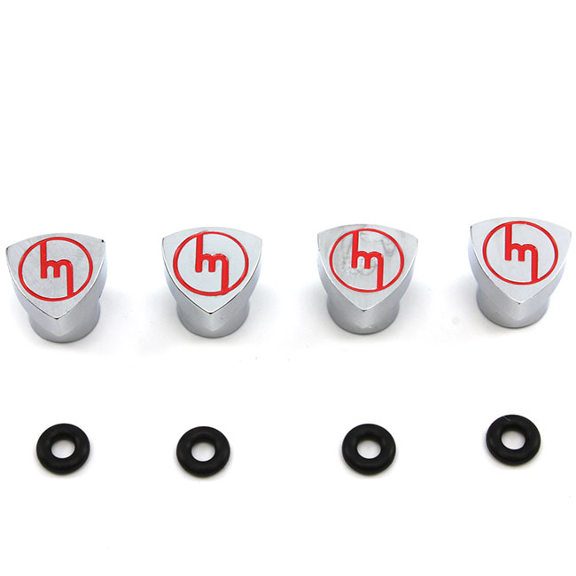 Rotor Valve Stem Caps - M Logo - Red