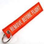 Remove Before Flight Keychain - Neon Orange/White